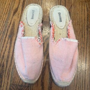 🍓 Soludos Canvas Espadrille Mules - Red & White Micro Check (Size 8) ☀️
